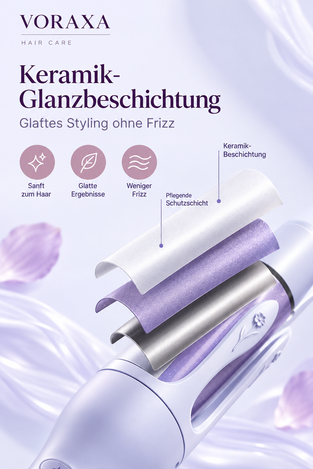Beschichtung des 2-in-1 Haarstylers für glattes Styling