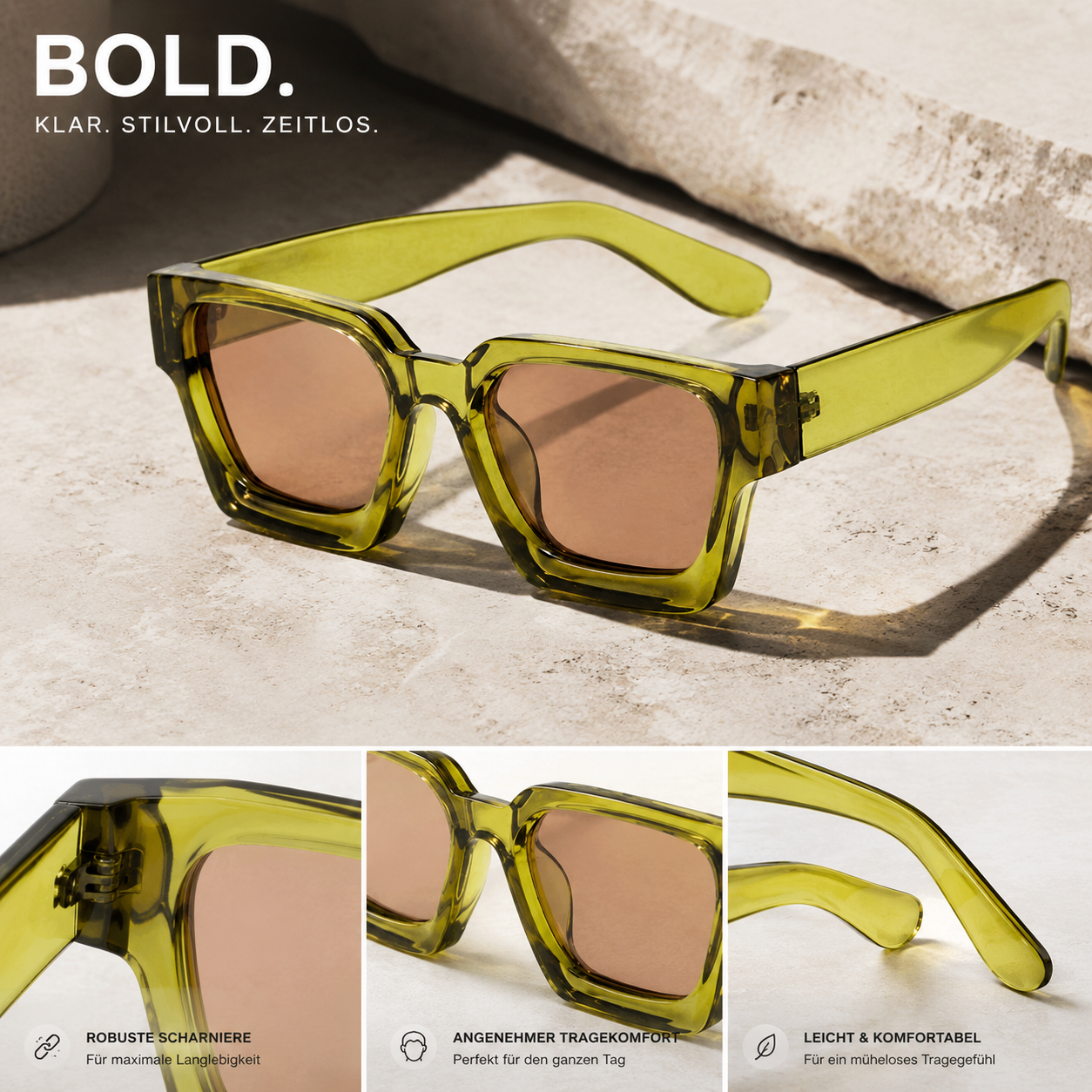 Retro Sonnenbrille mit eckigem Design