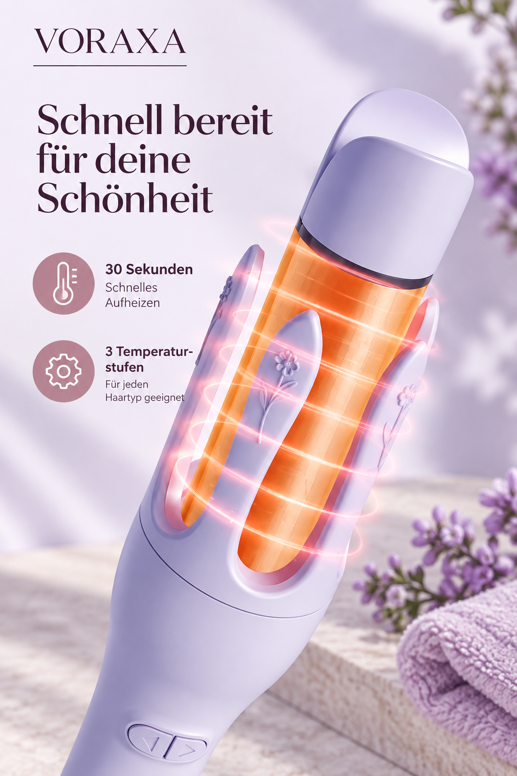 Aufheizen und Temperaturstufen des automatischen Haarstylers